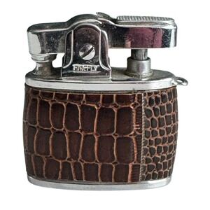 VTG Tiny Firefly YNS Automatic Lighter Japan Brown Crocodile Skin Chrome Pocket